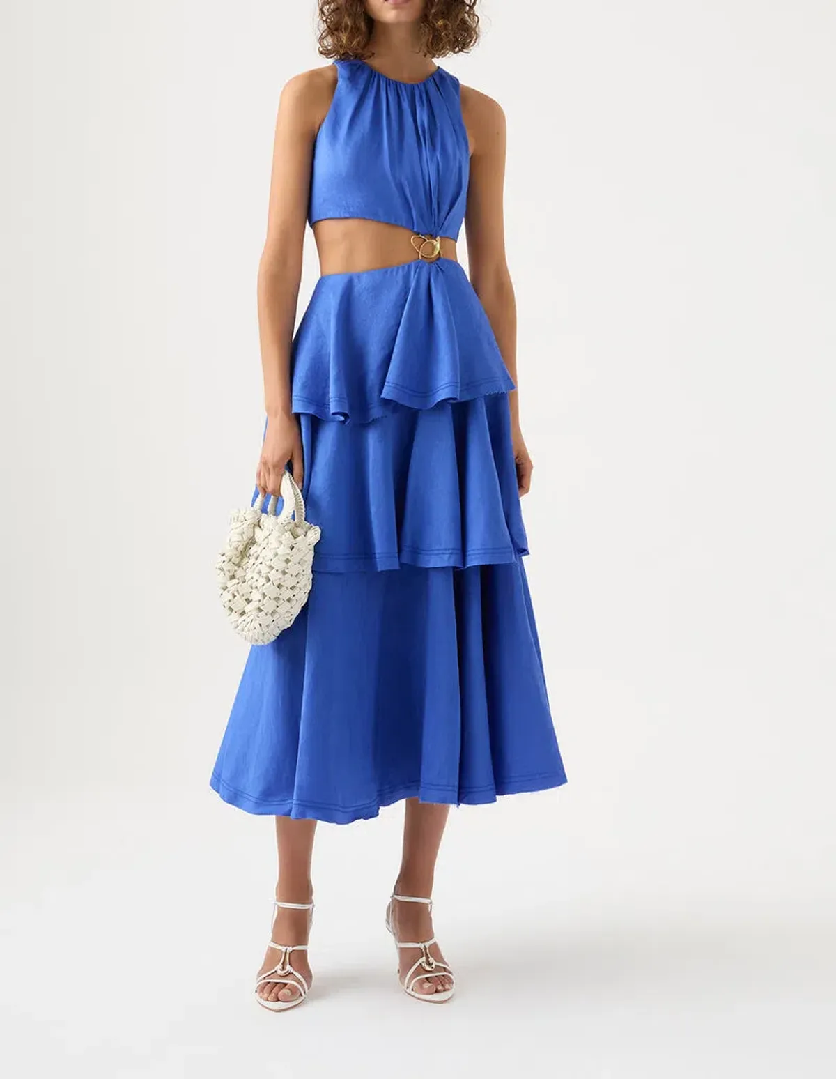 Aje Wave Cut Out Ring Midi Dress Blue Size 6 / XS - Image 1