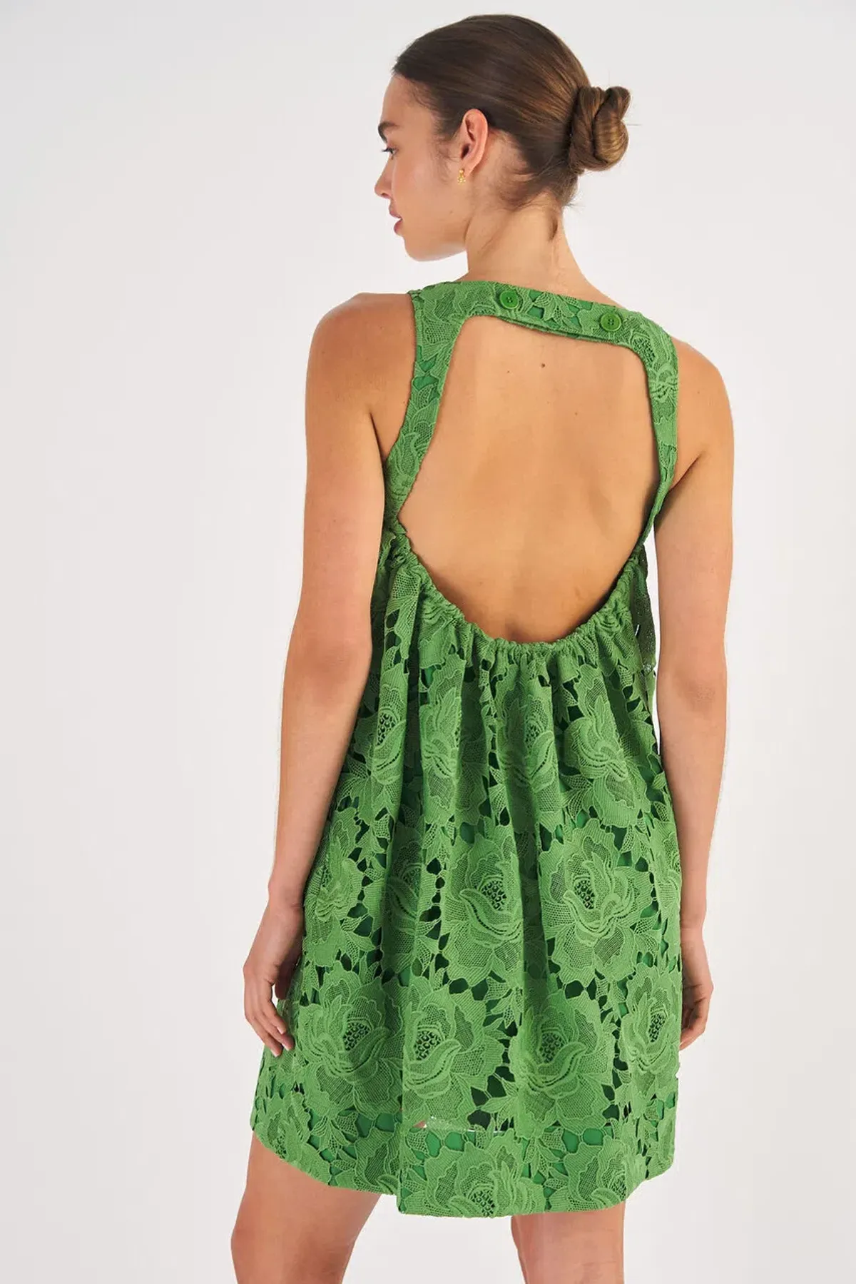 Oroton Lace Sun Dress in Garden Green Size 6  - Image 2