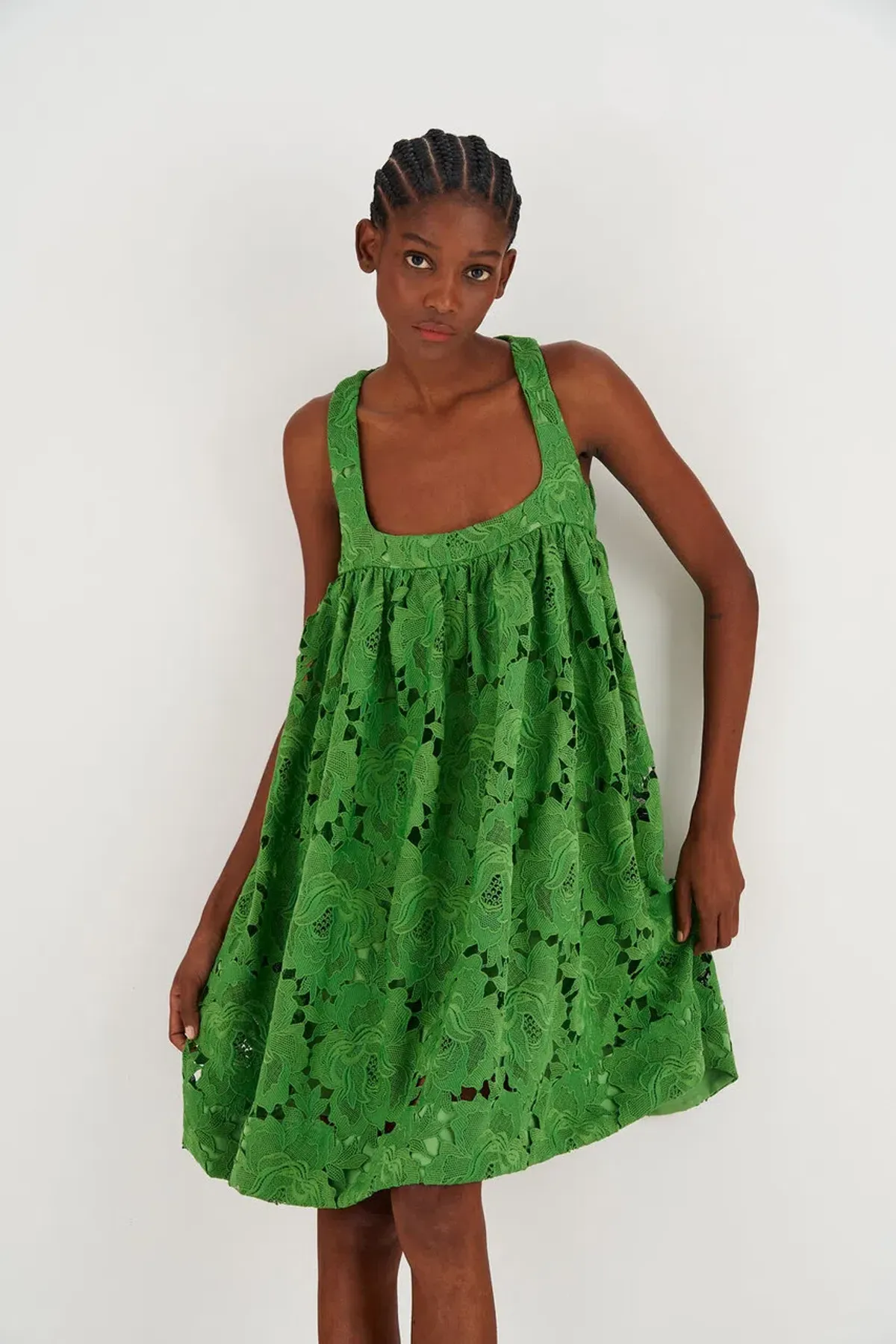 Oroton Lace Sun Dress in Garden Green Size 6  - Image 3
