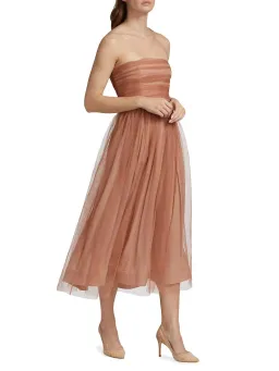 Zimmermann Tulle Strapless Midi Dress in Lipstick Size 1/AU 10 for rent on The Volte - image 3
