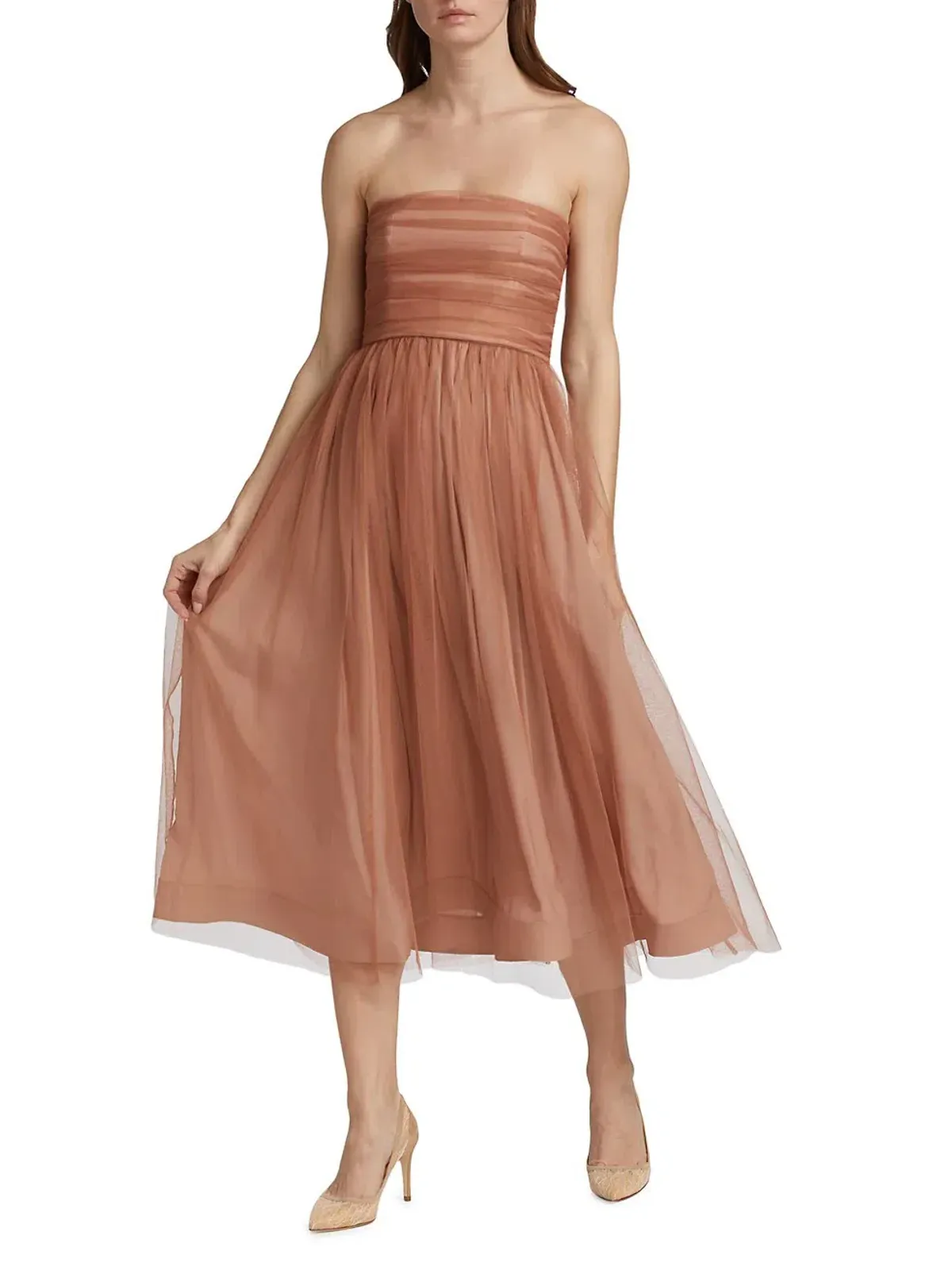 Zimmermann Tulle Strapless Midi Dress in Lipstick Size 1/AU 10 - Image 2