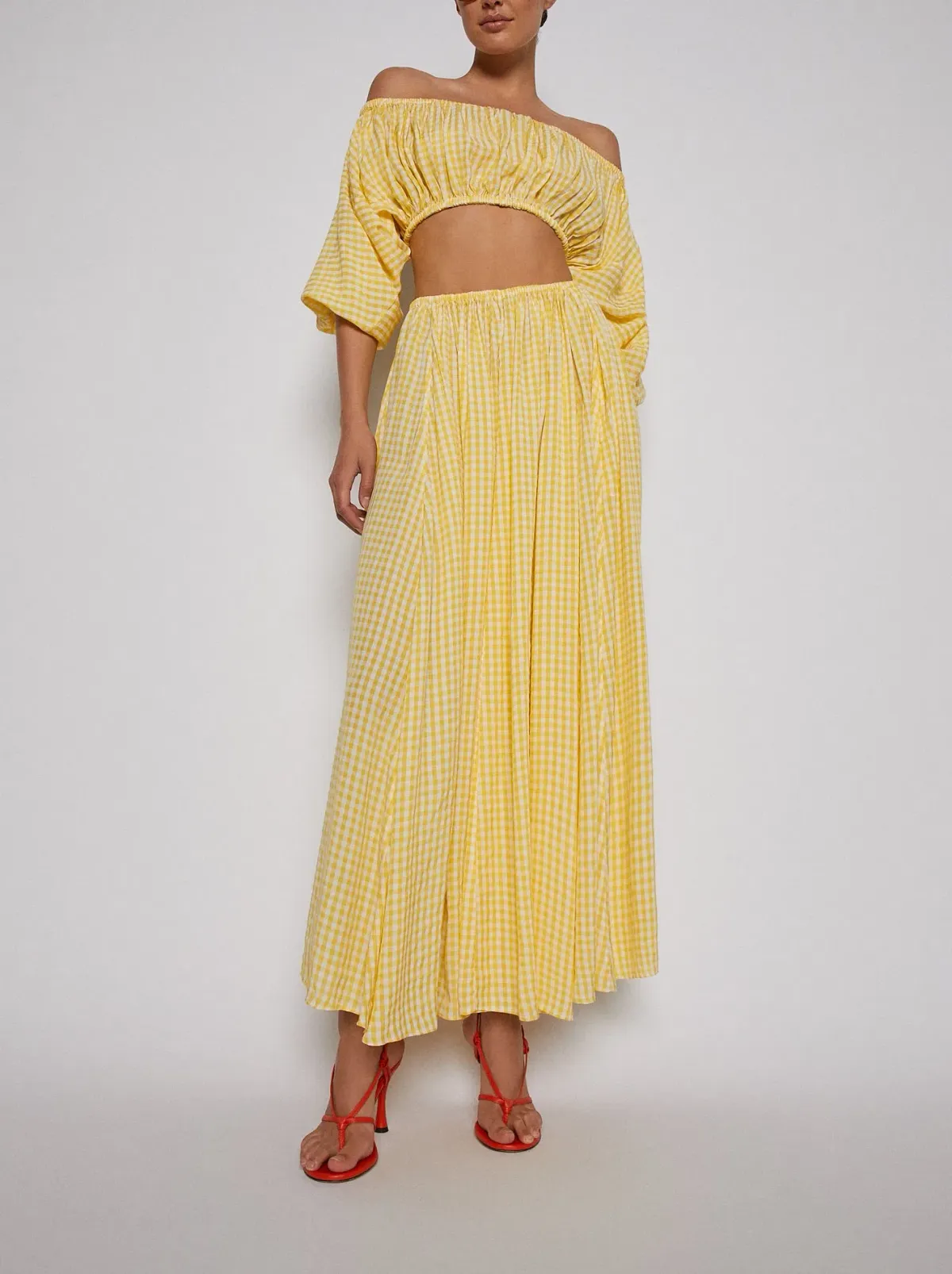 Scanlan Theodore Gingham Cut Out Dress Yellow Size 8 - Image 4