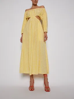 Scanlan Theodore Gingham Cut Out Dress Yellow Size 8 for rent on The Volte - image 1