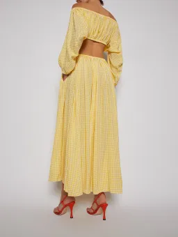 Scanlan Theodore Gingham Cut Out Dress Yellow Size 8 for rent on The Volte - image 3