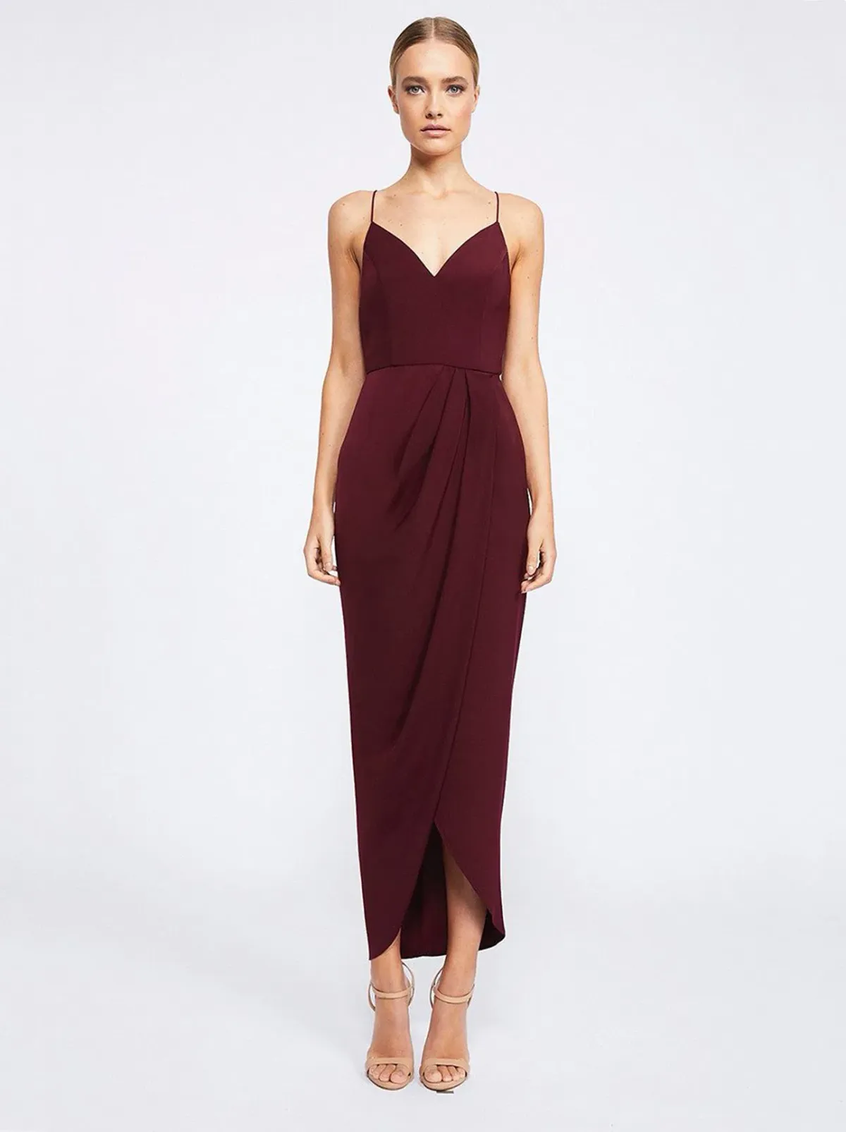 Shona Joy Core Cocktail Dress Burgundy Size 8 - Image 1