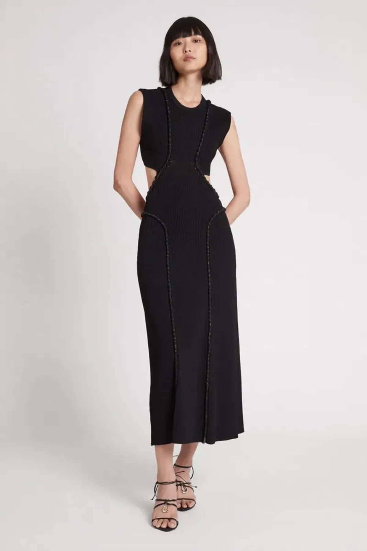 Aje Arp Cut Out Knit Midi Dress Black Size XS/Au 6 - Image 1
