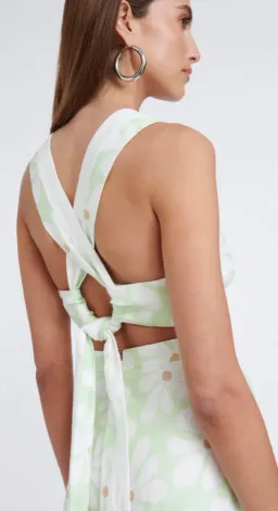 By Johnny Fleur Tie Back Midi Dress Green Size AU 12 for rent on The Volte - image 3