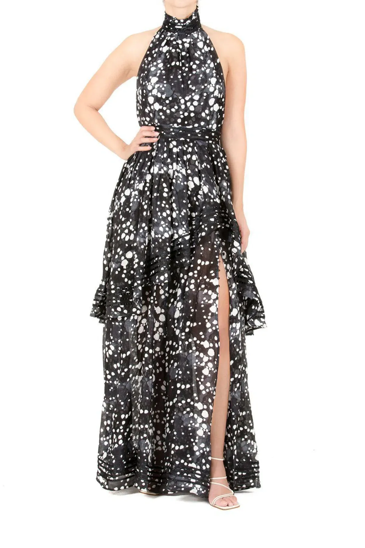 Aje Sienna Gala Maxi Dress Print Black Size AU 12 - Image 2