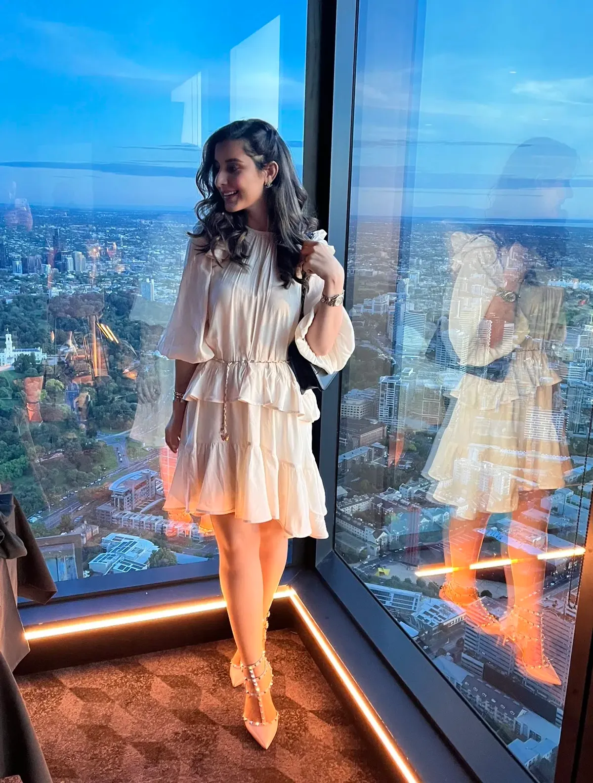 Zimmermann Frilled Mini Dress Pearl Cream Size 2 / AU 12 - Image 1