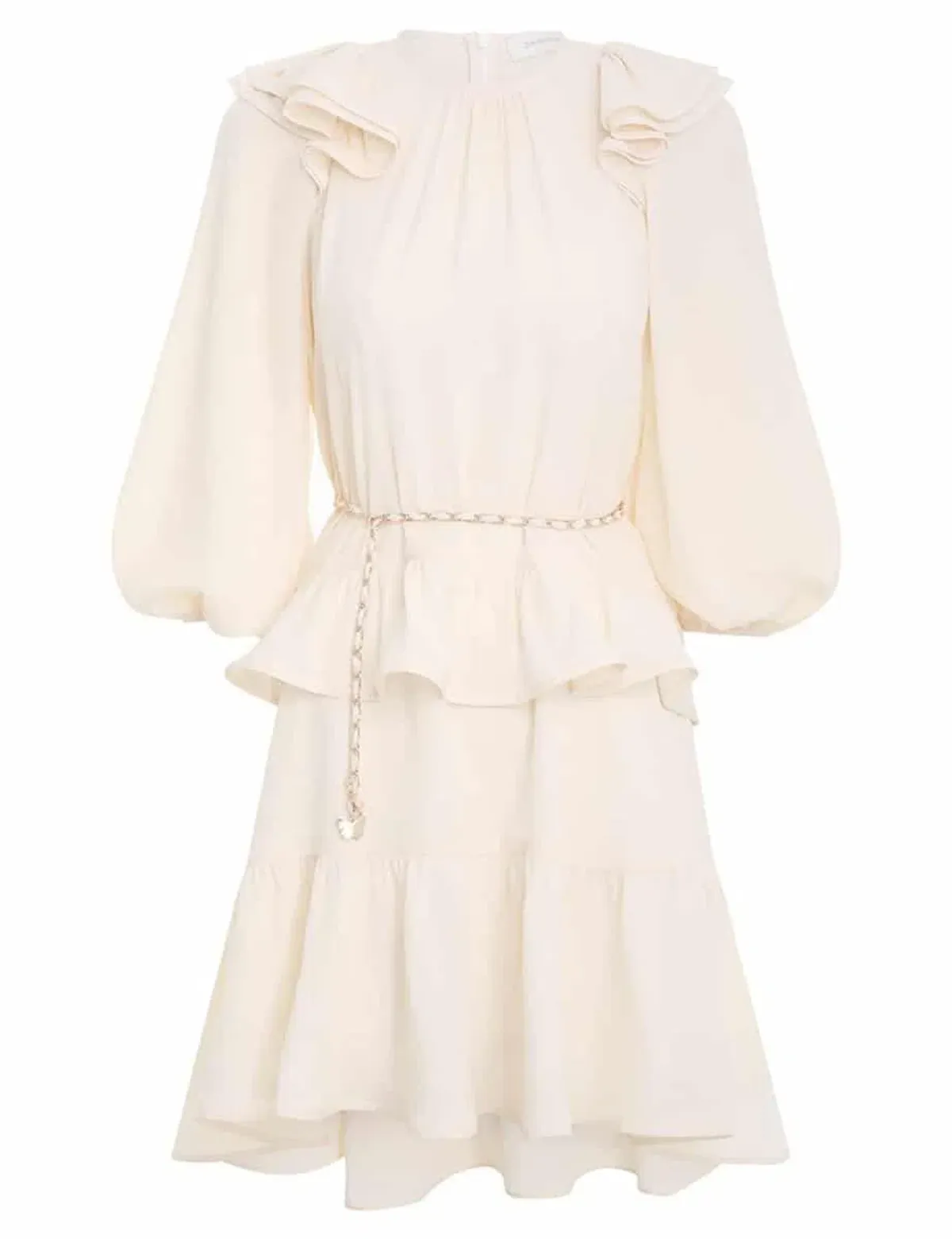 Zimmermann Frilled Mini Dress Pearl Cream Size 2 / AU 12 - Image 2