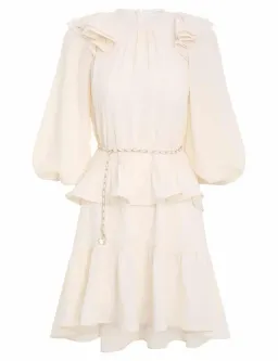 Zimmermann Frilled Mini Dress Pearl Cream Size 2 / AU 12 for rent on The Volte - image 2
