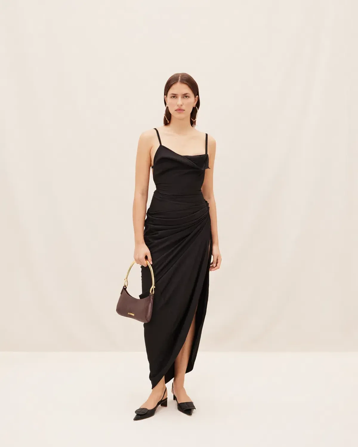 Jacquemus La Robe Saudade Asymmetrical Dress in Black Size 10 - Image 1