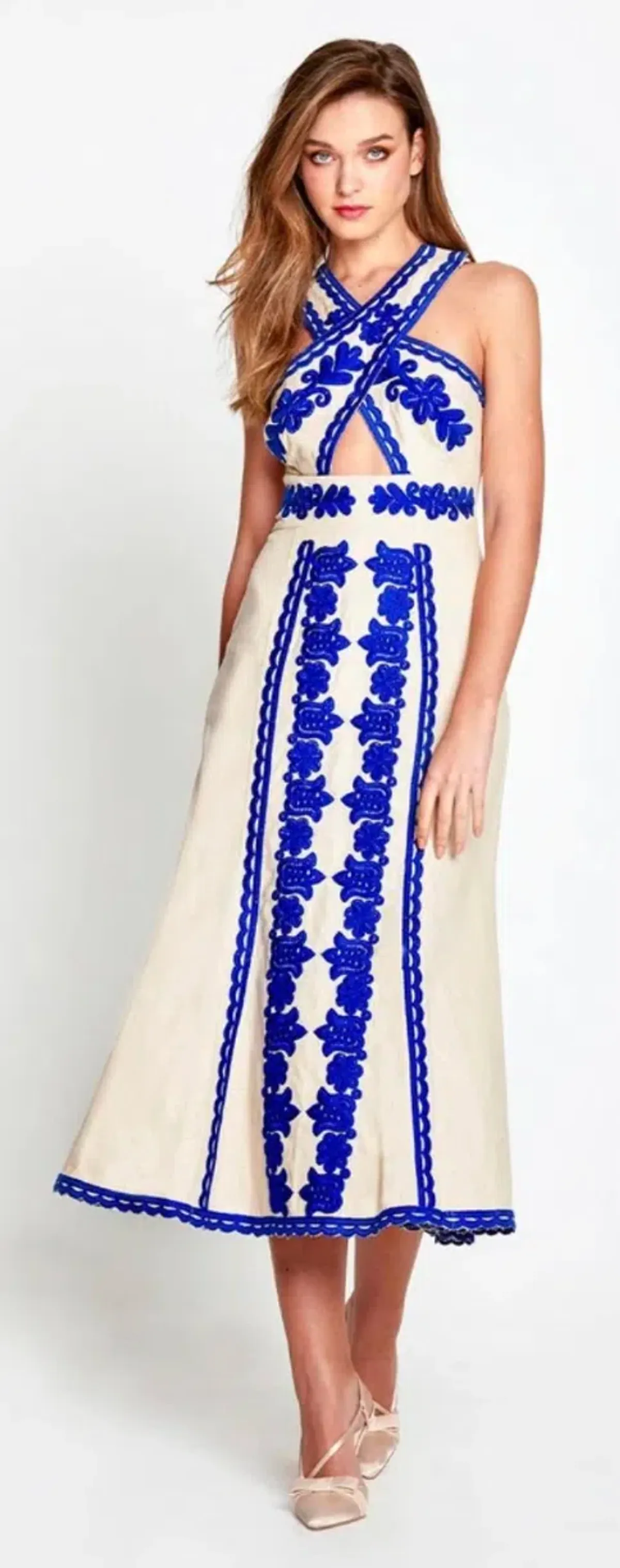 Alice McCall Wild Horses Midi Dress Cream/Blue Size 8 / S - Image 5