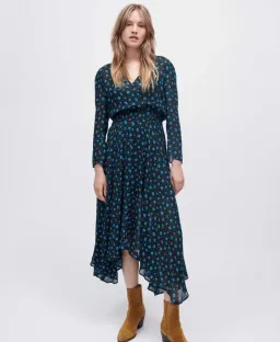 Maje Rayemia V-neck midi floral Black Size 38 / AU 10 for rent on The Volte - image 1