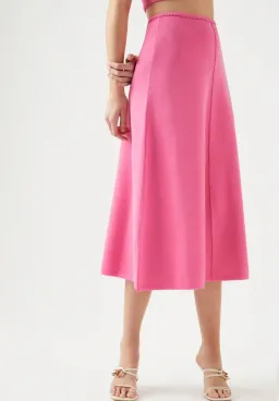 Aje Petal Knit Midi Skirt French Rose Pink Size S / AU 8 for rent on The Volte - image 2
