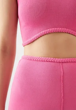 Aje Petal Knit Midi Skirt French Rose Pink Size S / AU 8 for rent on The Volte - image 5