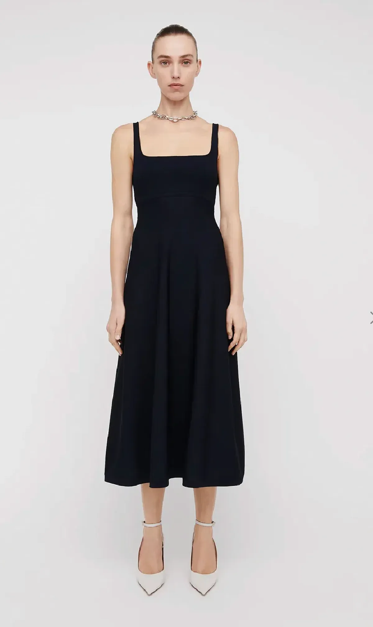 Scanlan Theodore Crepe Knit Square Neck Midi Dress Navy Size XS / Au 6 - Image 1