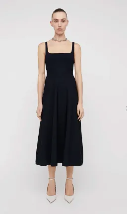 Scanlan Theodore Crepe Knit Square Neck Midi Dress Navy Size XS / Au 6 for rent on The Volte - image 1