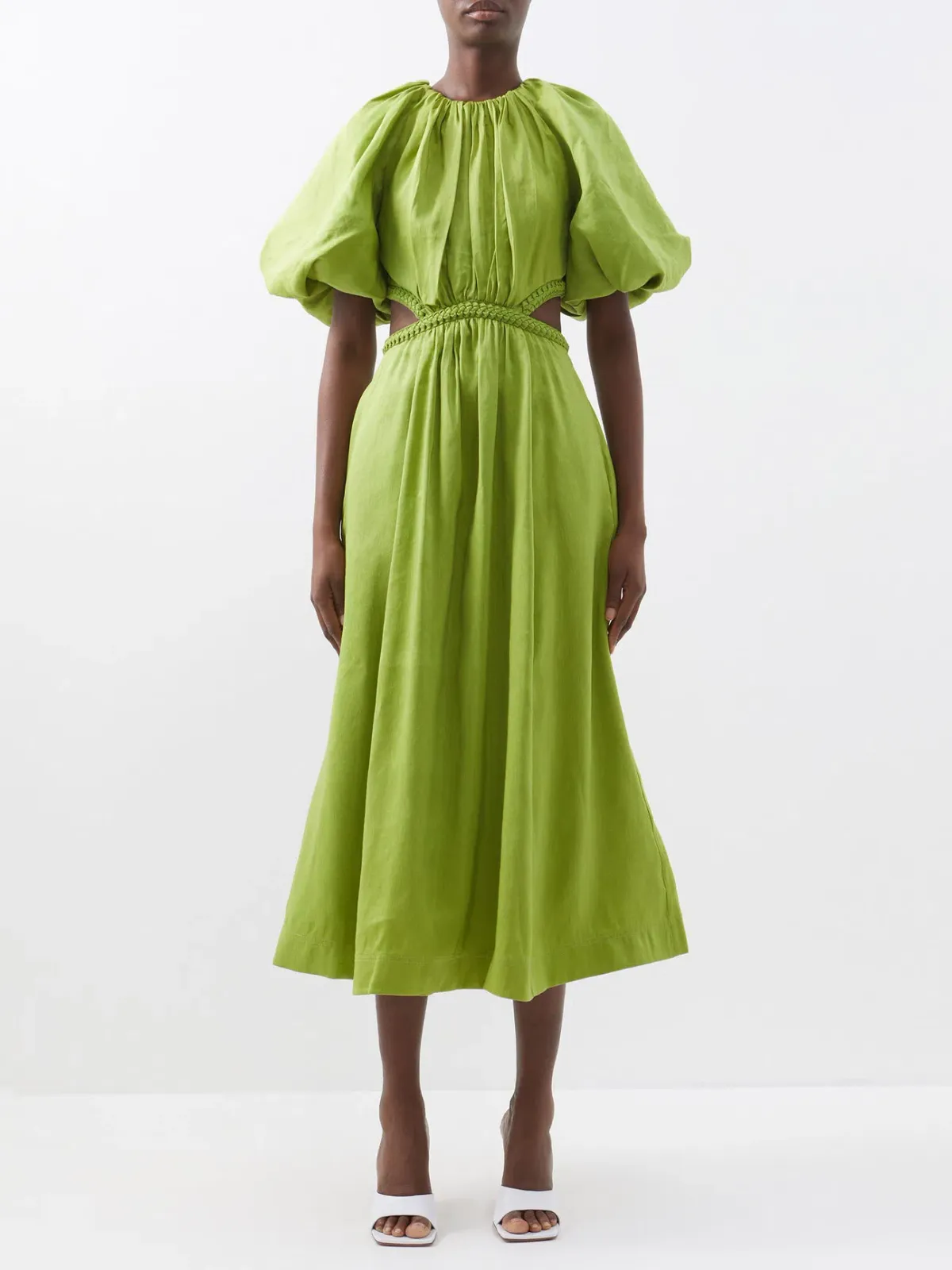 Aje Capucine Puff Sleeve Midi Dress Verdant Green Size 12 / L - Image 1