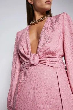 Scanlan Theodore French Textured Weave Midi Dress Pink Size AU 12 for rent on The Volte - image 2