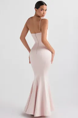 House of CB Violette Satin Fishtail Gown Blush Size Au 6 for rent on The Volte - image 2