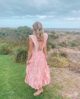 Aje Hybrid Midi Dress in Rose Pink Size AU 12 for rent on The Volte - image 5