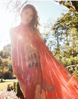 Leo Lin Diana Sleeveless Maxi Dress Roma Print Red Size AU 6 for rent on The Volte - image 2