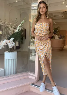 Bec & Bridge Heidi Midi Dress Orange Size AU 10 for rent on The Volte - image 1