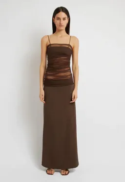 Christopher Esber Sheer Panel Dress Brown Size 6 for rent on The Volte - image 1