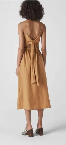Whistles Milana Tie-Back Linen Dress Toffee Size 12 for rent on The Volte - image 2
