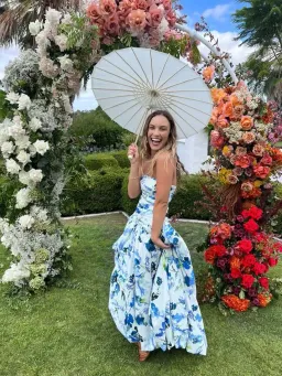 Aje Violette Bubble Hem Maxi Dress Lavenders of Provence Print Size 8 for rent on The Volte - image 3