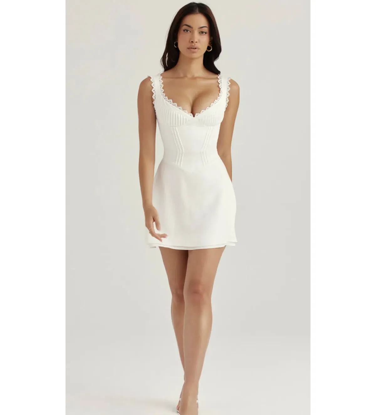 House of CB Tilly Pin Tuck Mini Dress White Size S / Au 8 - Image 1