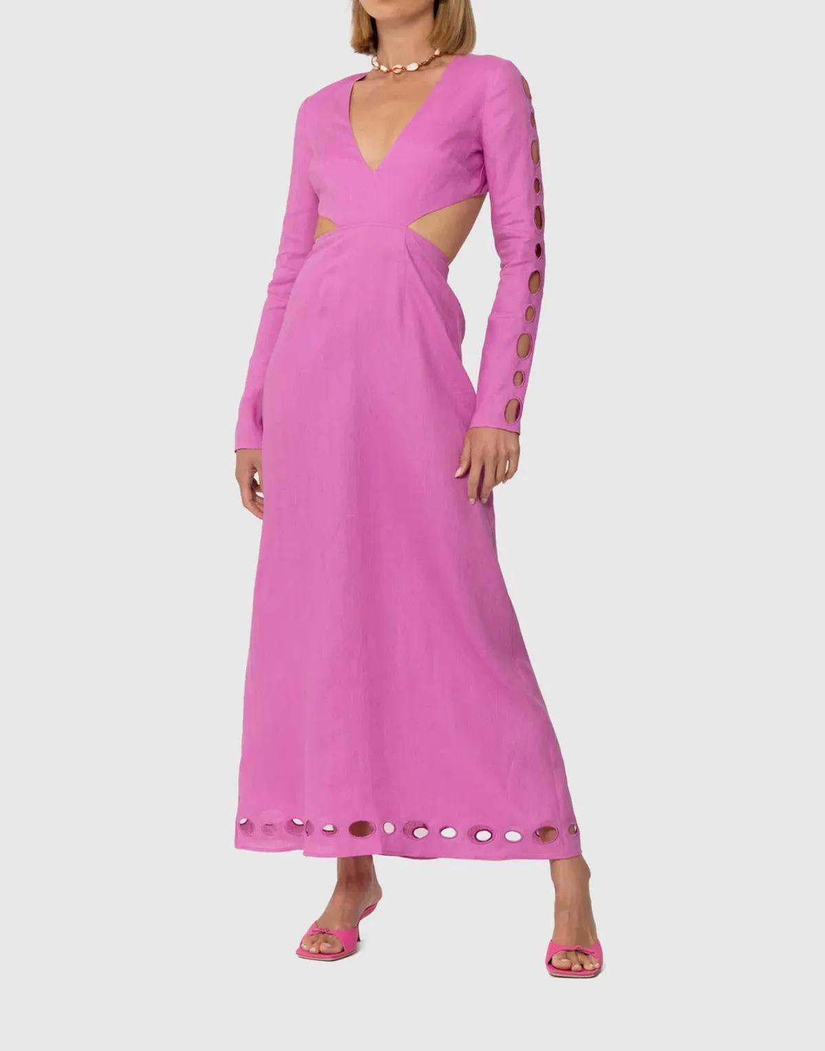The Wolf Gang La Joya Cut Out Maxi Dress Pink Size M / AU 10 - Image 1