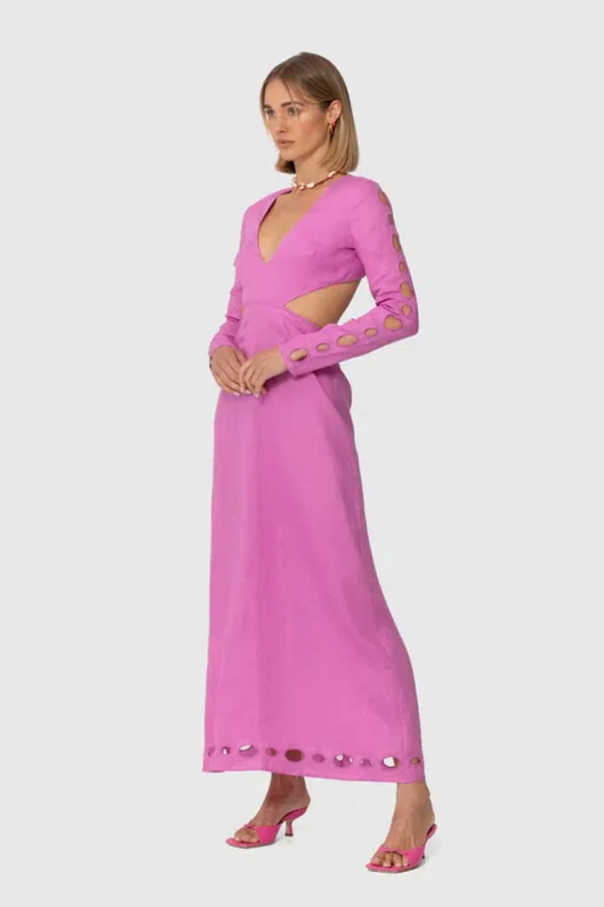 The Wolf Gang La Joya Cut Out Maxi Dress Pink Size M / AU 10 - Image 2