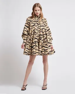 Aje Nouveau Smock Dress Caramel Zebra Size 8 for rent on The Volte - image 1