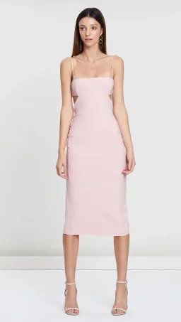 Bec and Bridge Elle Cut Out Midi Dress Pink Size 8  for rent on The Volte - image 1