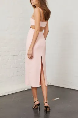 Bec and Bridge Elle Cut Out Midi Dress Pink Size 8  for rent on The Volte - image 3