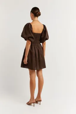Dissh Sara Linen Mini Dress Dark Chocolate Size 16  for rent on The Volte - image 2