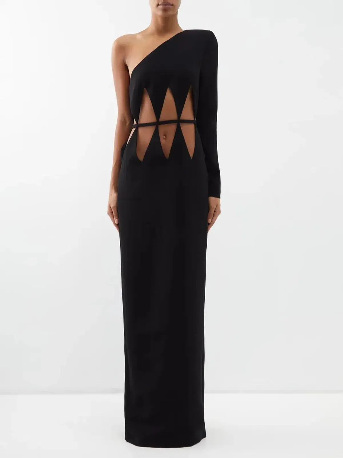 Monot One-Shoulder Cut Out Crepe Black Size 8 - Image 1