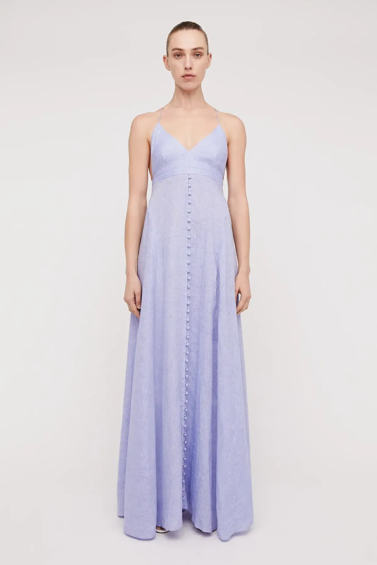 Scanlan Theodore Italian Linen Shoestring Dress Lilac Size 8 - Image 2