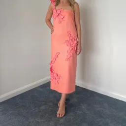 Zimmermann High Tide Lift Off Flower Midi Dress Guava Size 0 / Au 8 for rent on The Volte - image 1