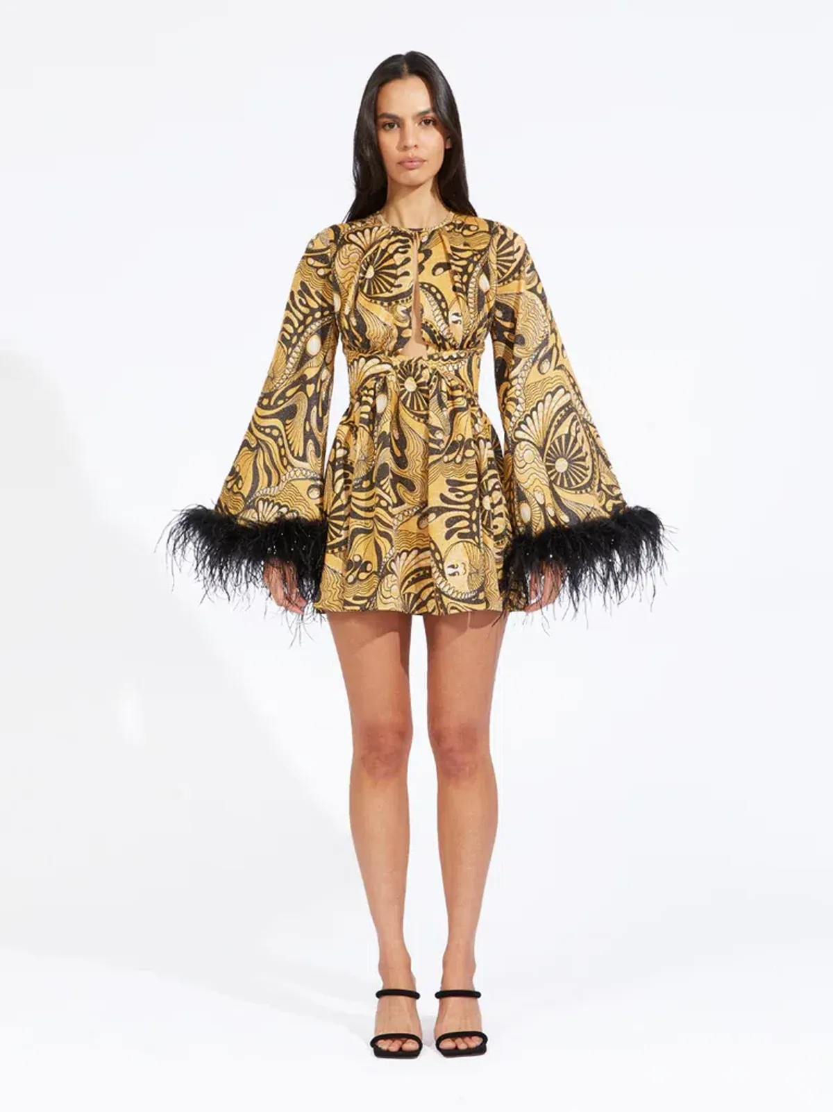 Alice McCall Gold Dust Feather Mini Dress Print Size 6  - Image 1