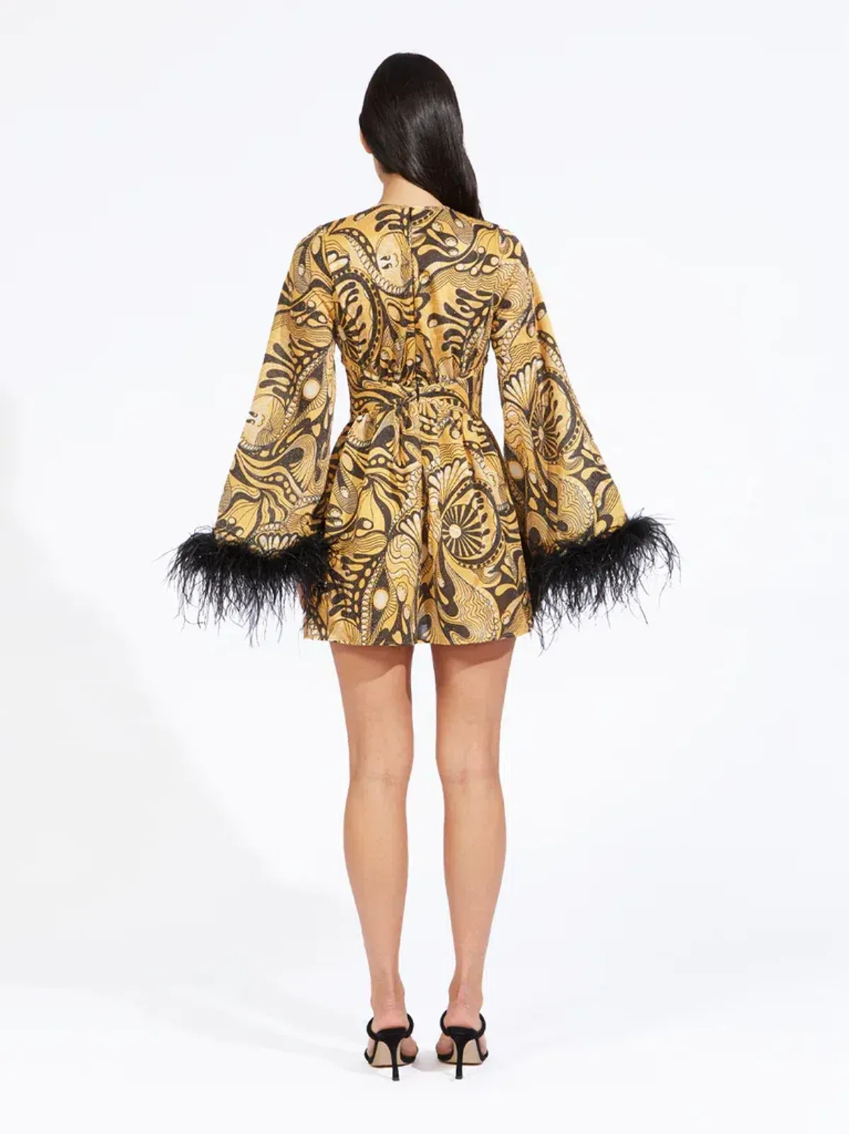 Alice McCall Gold Dust Feather Mini Dress Print Size 6  - Image 5