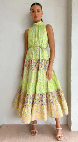 Alemais Daisy Spliced Midi Dress Multi Floral Size 10 for rent on The Volte - image 1