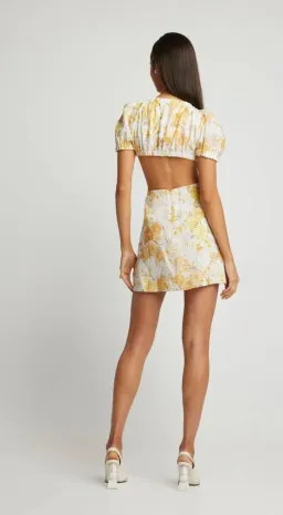 Sofia The Label Ami Tie Front Mini Dress Yellow Floral Size 8  for rent on The Volte - image 3