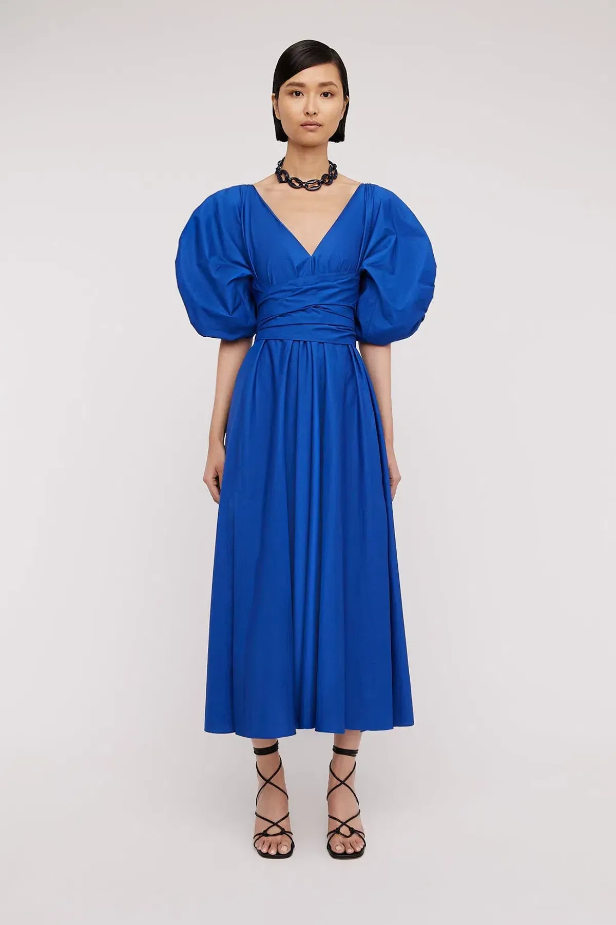 Scanlan Theodore Parachute Gather Sleeve Dress Blue Size 10 / M - Image 1