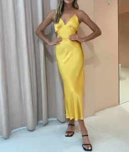 Shona Joy Alma Backless Midi Dress in Yellow Size 6 for rent on The Volte - image 1