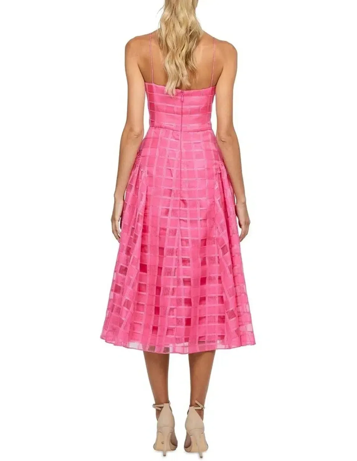 Bariano Kora V Neck Aline Midi Dress in Barbie Pink Size 10 - Image 3