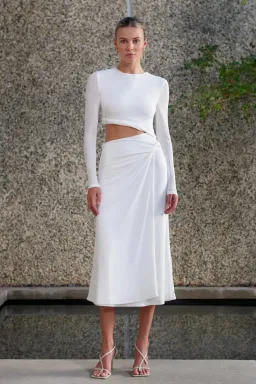 MISHA Arma Slinky Midi Dress White Size 6/XS for rent on The Volte - image 1