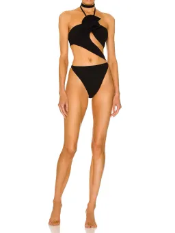 Magda Butrym Cut Out Embellished Halter Neck Swimsuit Black Size 36 / AU 8 for rent on The Volte - image 1